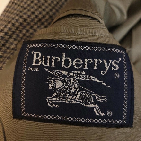 BURBERRY Men’s Houndstooth Sport Coat Blazer Jacket Sz 42 R neutral beige brown - Picture 7 of 7